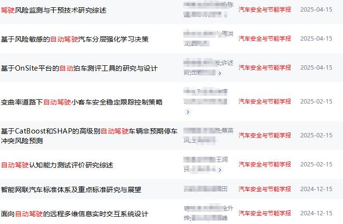 汽車安全與節(jié)能學報發(fā)表的自動駕駛相關(guān)論文