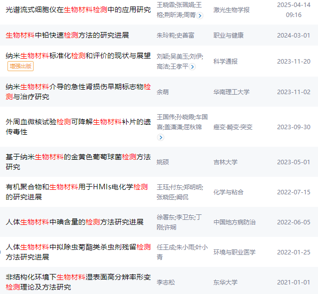 生物材料檢測和圖像分析相關的論文文獻及期刊